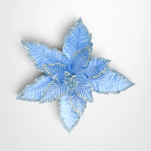 Light Blue Frosted Poinsettia Clip