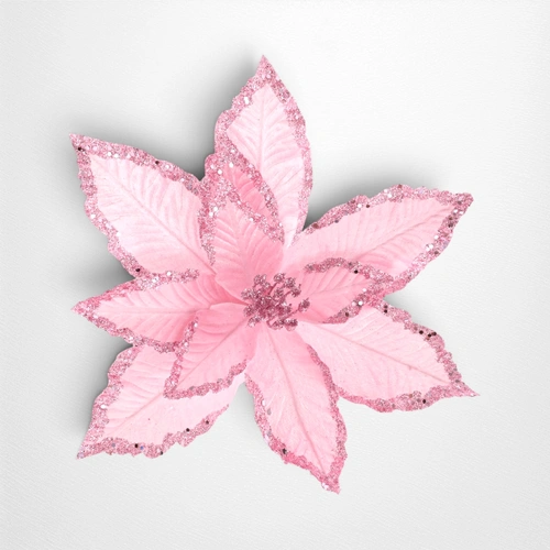 Pink Frosted Poinsettia Clip