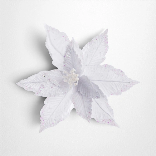 White Frosted Poinsettia Clip