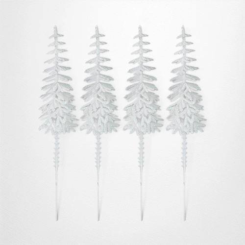 White Glitter Fir Tree Pick - 28cm