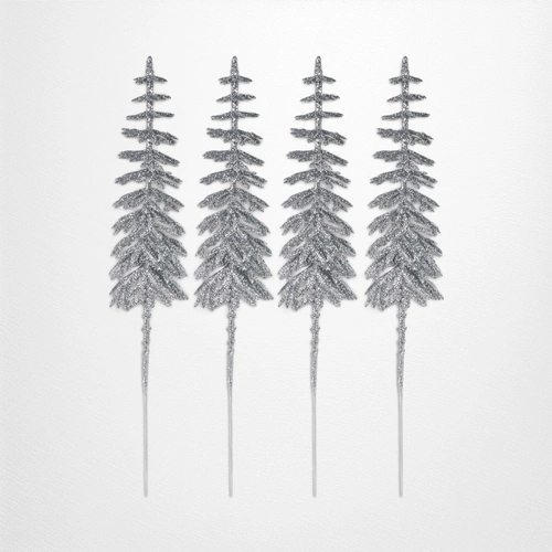 Silver Glitter Fir Tree Pick - 28cm