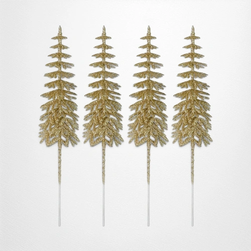 Gold Glitter Fir Tree Pick - 28cm
