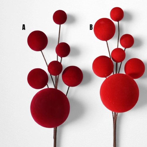 Burgundy Jumbo Flocked Berry Pick A - 64cm