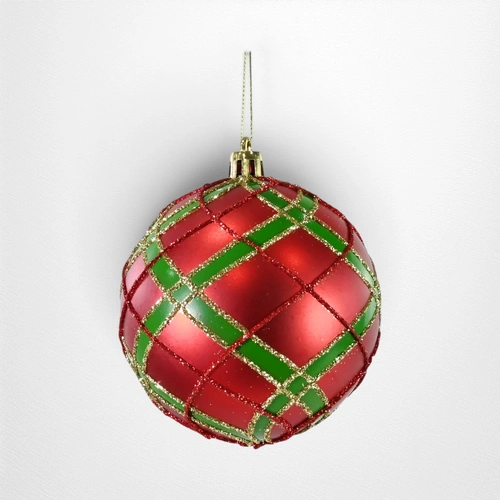 Red Tartan Bauble- - 8cm