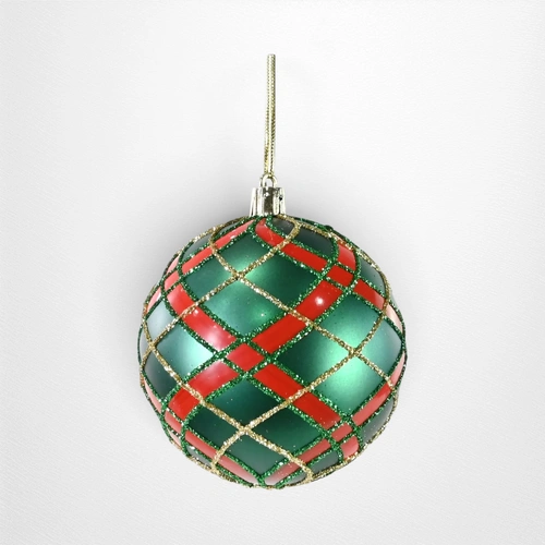 Green Tartan Bauble- - 8cm
