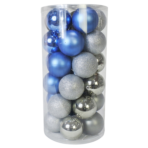 Icy Bauble Mix 30 piece 70mm