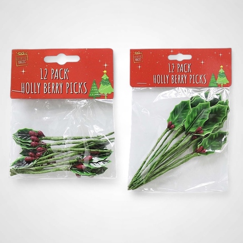 Ass.Holly Berries Pick 12pk - Available Oct 2025