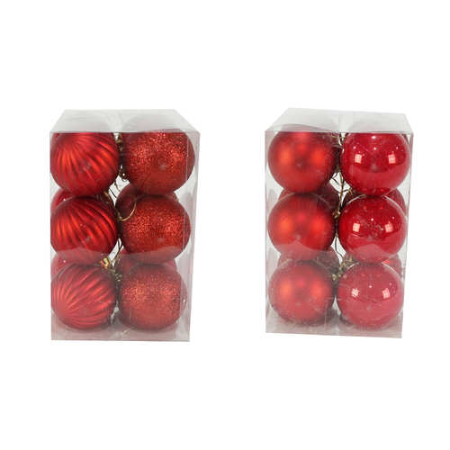 Pack of 12 x 60mm RED Baubles