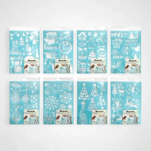 Plastic Christmas  Snow Spray Stencil - 8 assorted