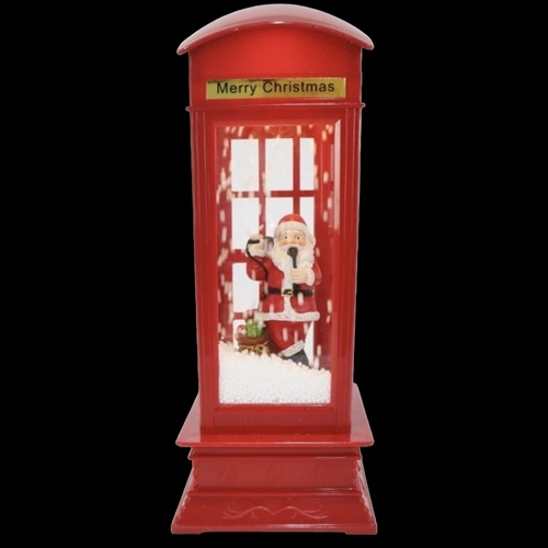 LED Musical Snowing Christmas Red Phone Booth