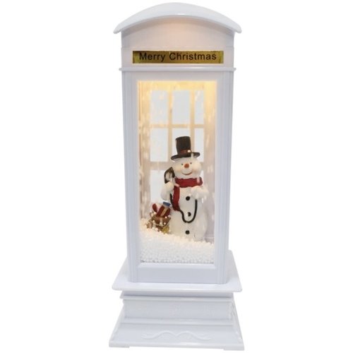LED Musical Snowing Christmas White Phone Booth