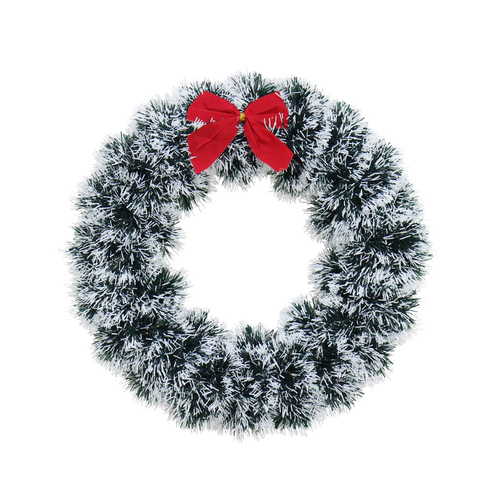 Tinsel Snowy Wreath - 28cm
