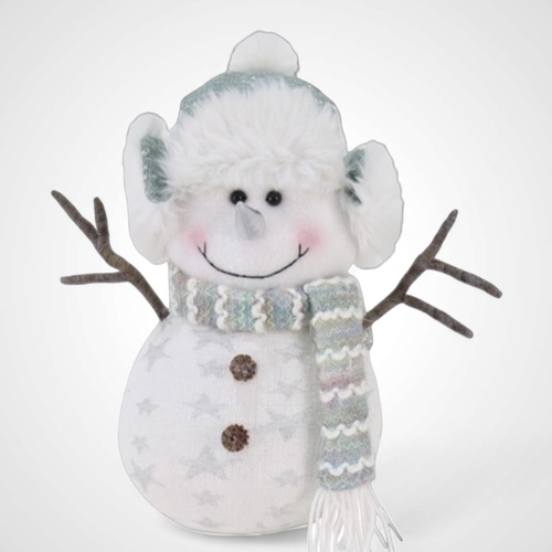 Silver Forest Snowman w/Ear Muffs