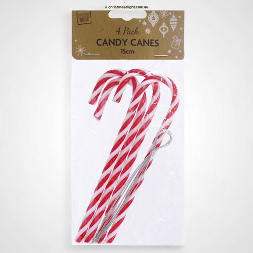 15cm 4pk Deco Candy Canes ((Red/White) - Avail Oct 2025