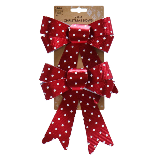 Metallic Spotted Bow 2pk (Red & White) - AVAIL OCT 2024