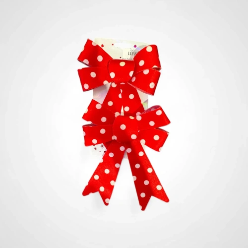 Velvet Spotted Bow 2pk (Red & White) 