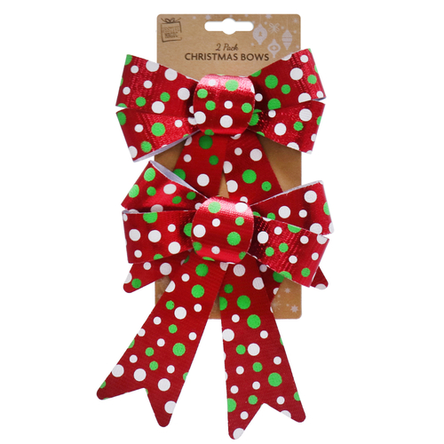Metallic Spotted Bow 2pk (Red, Green & White) - AVAIL OCT 2024