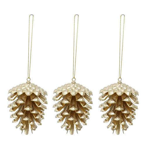 3pk Matte Metallic Hanging Cones Gold - AVAIL OCT 2024