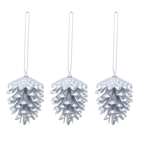 3pk Matte Metallic Hanging Cones Silver - AVAIL OCT 2024