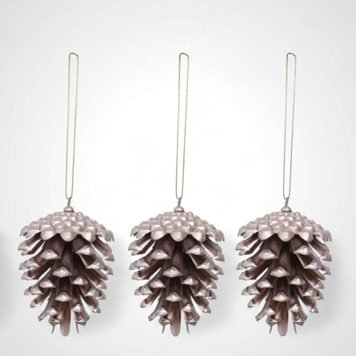 3pk Matte Metallic Hanging Cones Taupe - AVAIL OCT 2024