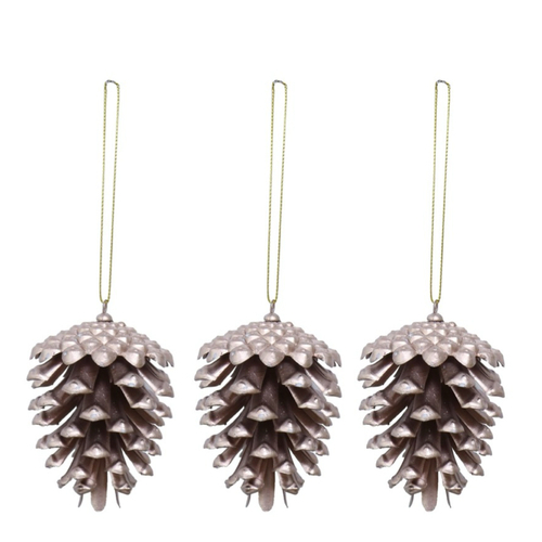 3pk Matte Metallic Hanging Cones Taupe - AVAIL OCT 2024