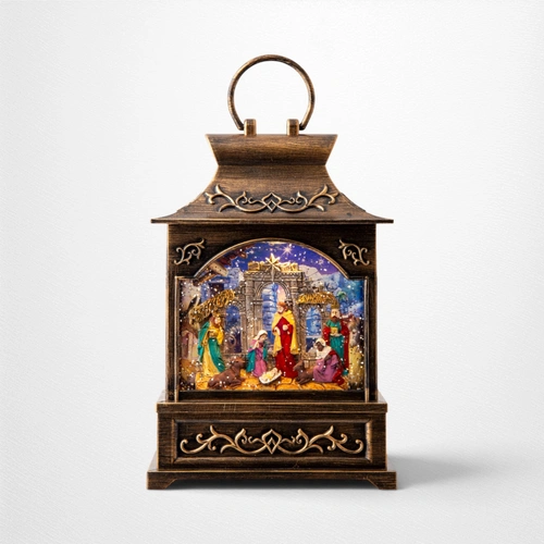 Glitter Swirl Musical Nativity Lantern