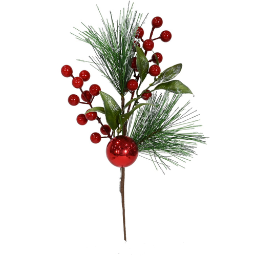 35cm Red Pine Berry Bauble Pick - AVAIL OCTOBER 2024