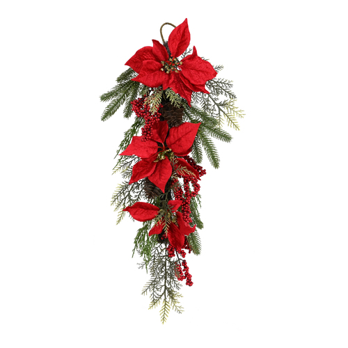 Red Poinsettia Hanging Deco - AVAIL OCT 2024