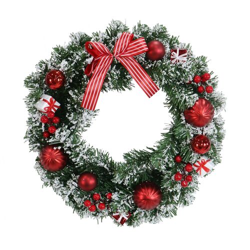 Snowy Pine Red Bauble Wreath - AVAIL OCT 2024
