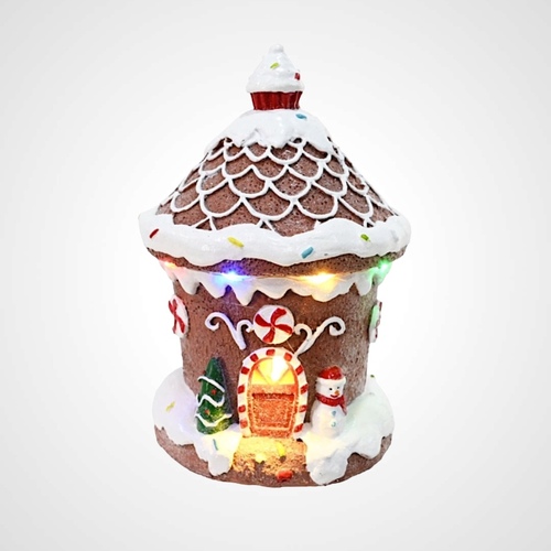 LED B/O Gingerbread Ice Cream House (Snowman)-AVAIL OCT 2024