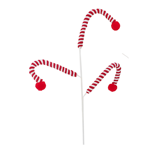 65cm Plush Candycane Spray (Red Ball Ends)- AVAIL OCT 2024