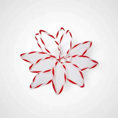 White Poinsettia Candy Stripe Clip 30cm