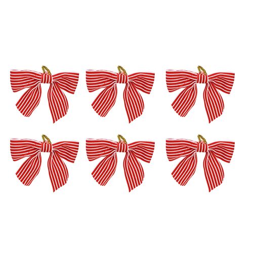 Candycane Bow Woven Stripe 6pk - AVAIL OCT 2024