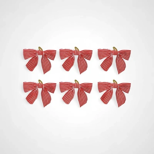 Candycane Bow Woven Stripe 6pk