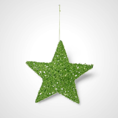 20cm Mean Green Hanging Tinsel Star - AVAIL OCT 2024