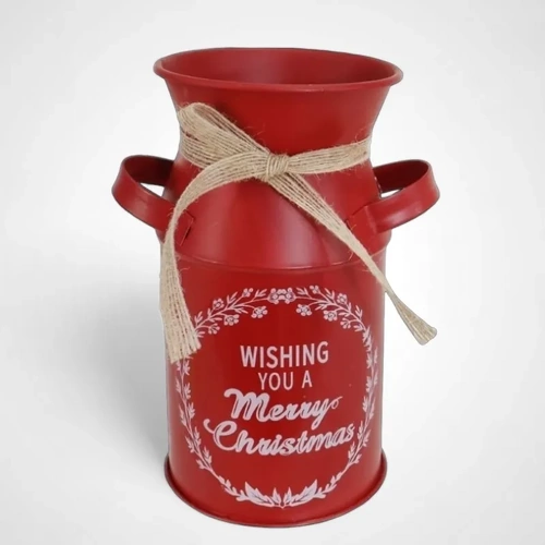 Vintage Milk Can Metal Red 