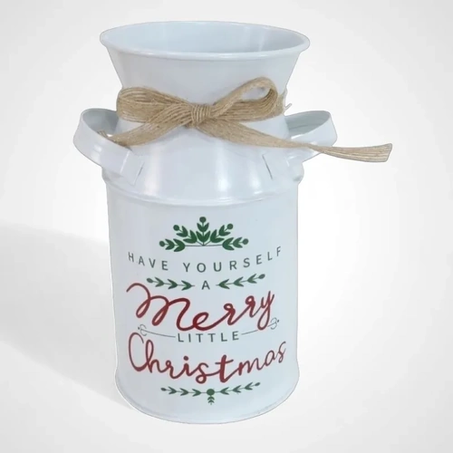 Vintage Milk Can Metal White
