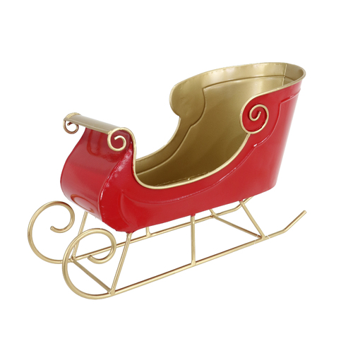Metal Table Sleigh Deco Red & Gold - AVAILABLE OCTOBER 2024