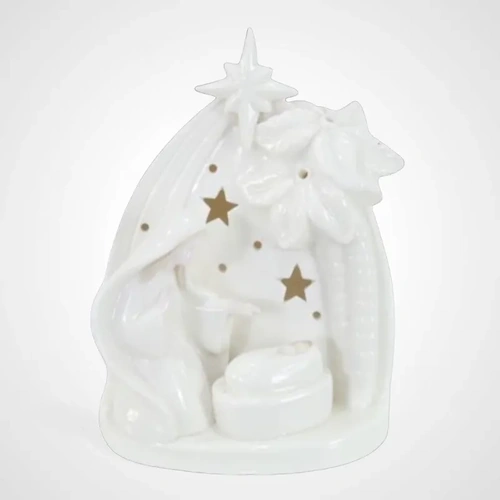 White Ceramic Nativity Scene (B)