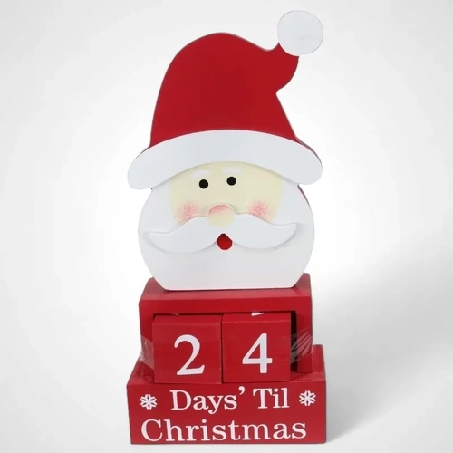 Santa Countdown Table Deco Red Hat
