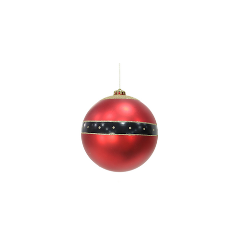15cm Fancy Jumbo Baubles (Red with Black)- AVAIL OCT 2024