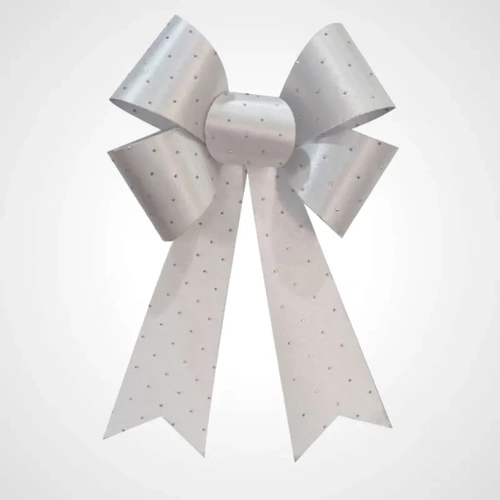 Satin Studded Bow Silver 