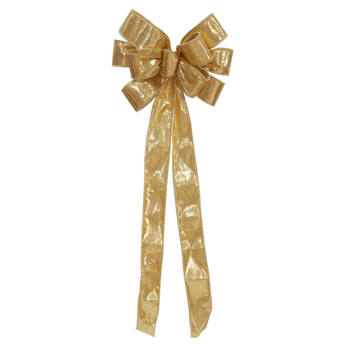 Tree Topper Metallic Beaded Bow Gold - AVAIL OCT 2024