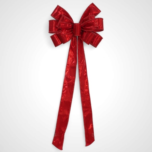 Tree Topper Metallic Beaded Bow Red - AVAIL OCT 2024