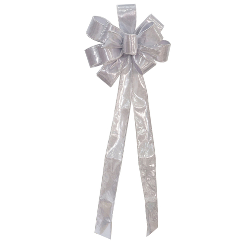 Tree Topper Metallic Beaded Bow Silver - AVAIL OCT 2024