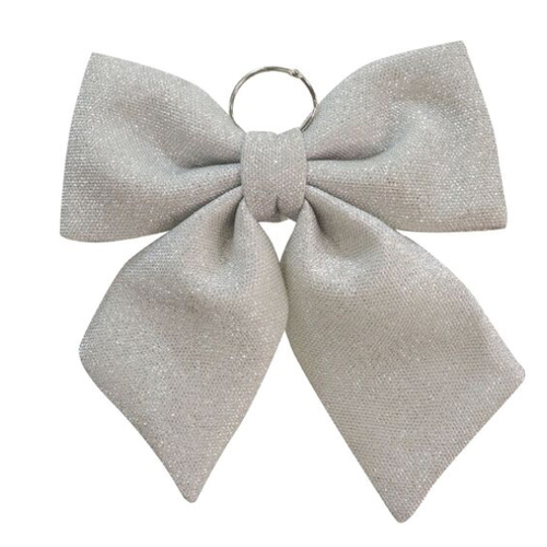 Metallic Fabric Bow Silver - AVAIL OCT 2024