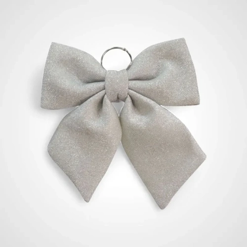 Metallic Fabric Bow Silver