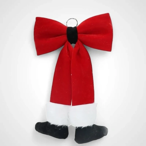 Santa Dangly Legs Velvet Bow 