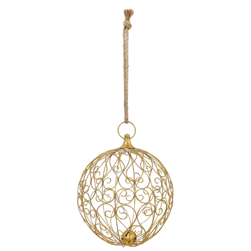20cm Metallic Gold Wire Bauble - AVAIL OCT 2024