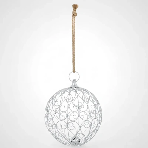 20cm Metallic Silver Wire Bauble